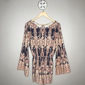 Sage Floral Open-back Romper